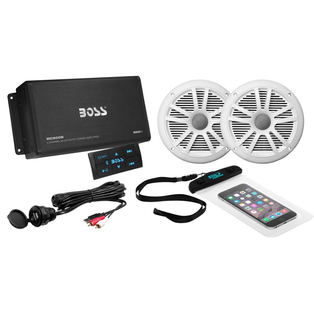 Boss Audio Marine 4Channel 500 Watt Bluetooth Amplifier with Speakers