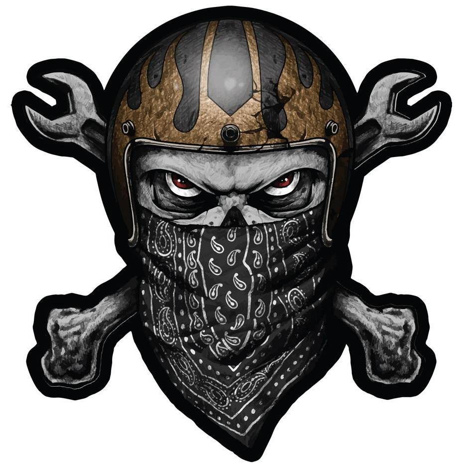 Lethal Threat Black Bandana Skull Patch Patches DecalsStickers