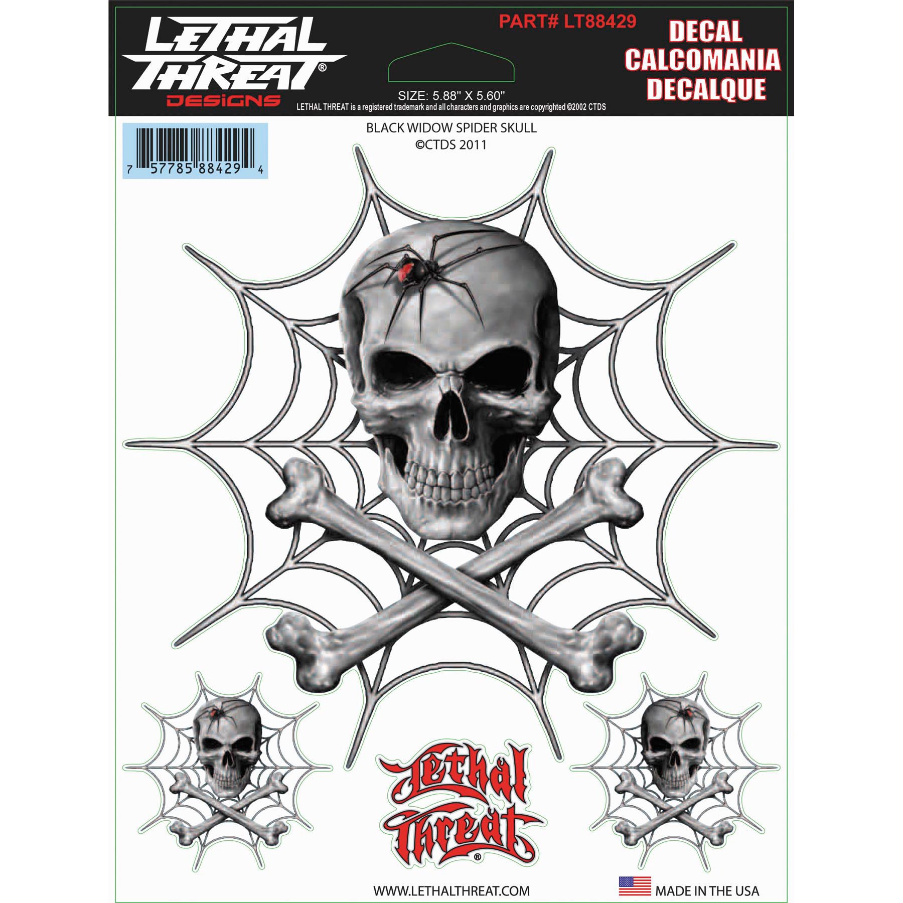 Lethal Threat Black Widow Spider Skull Decals (Pack of 4) FortNine Canada