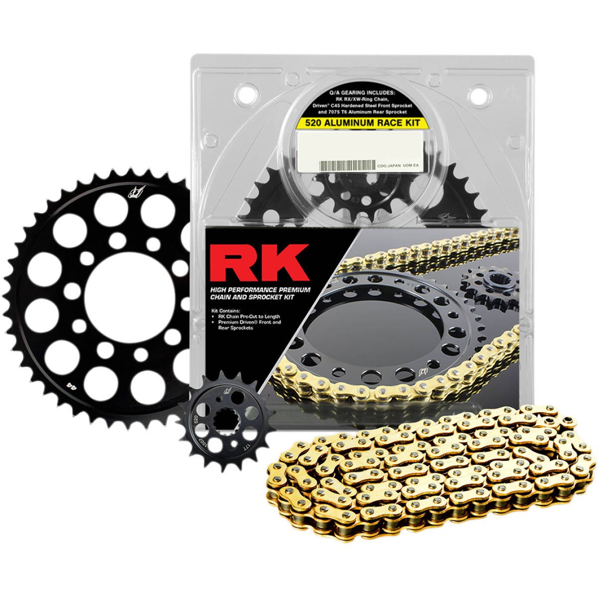 RK 520 Aluminum Race Chain and Sprocket Kit XRing Chains Chains Consumables Parts