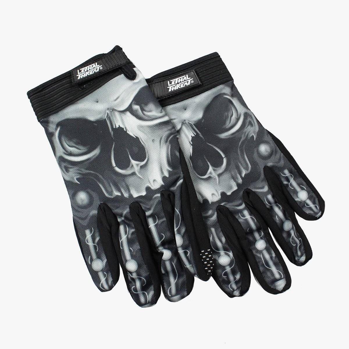Skull Men Hand Lethal Threat Gloves Black, Medium