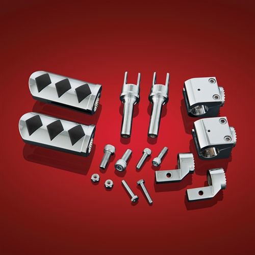 Show Chrome (Big Bike Parts) Diamond Highway Pegs with 1 inch Clamp