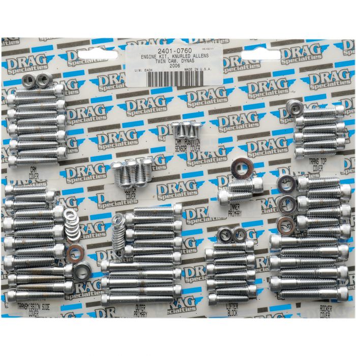 Drag Specialties Complete Motor SocketHead Bolt Set Chrome Knurled