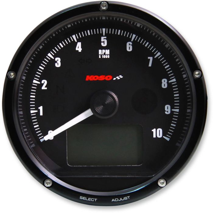 KOSO TNT-01 Black Multifunction Speedometer/Tachometer | For Cafe Racers & Custom Motorcycles, Includes Speed Sensor