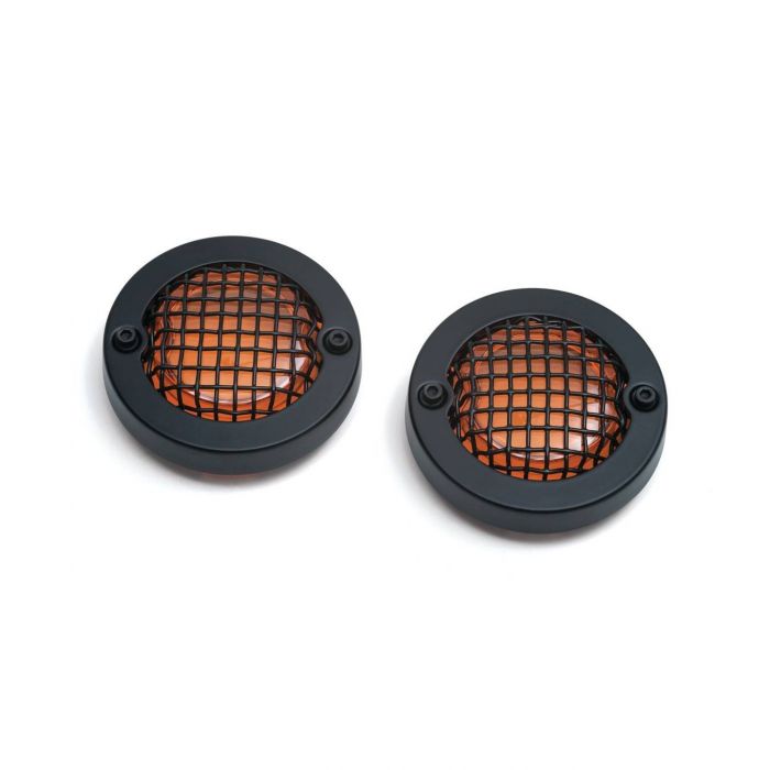 Kuryakyn Turn Signal Bull Mesh Bezels Black/Amber Lens 6546