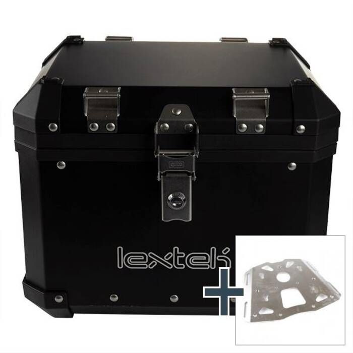 Lextek Aluminum Top Case with Mounting Plate Black LGBAV038