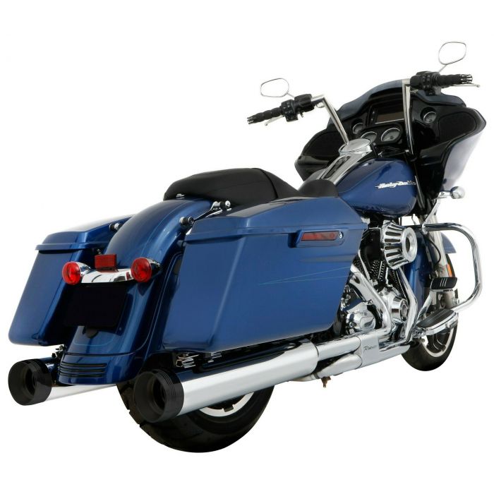 Rinehart Racing Slimline Duals Exhaust 4.5" Chrome Mufflers / Black