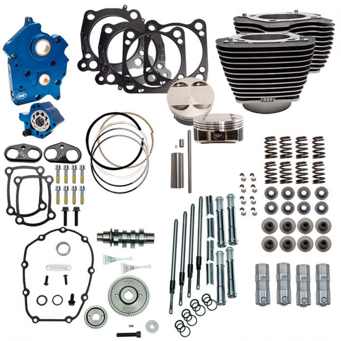 S&S Cycle Power Package Kit Oil Cooled, Gear Drive, Highlighted Fins