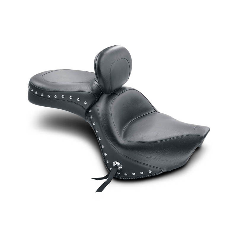 Mustang One Piece Wide Touring Seat Studded With Driver Backrest