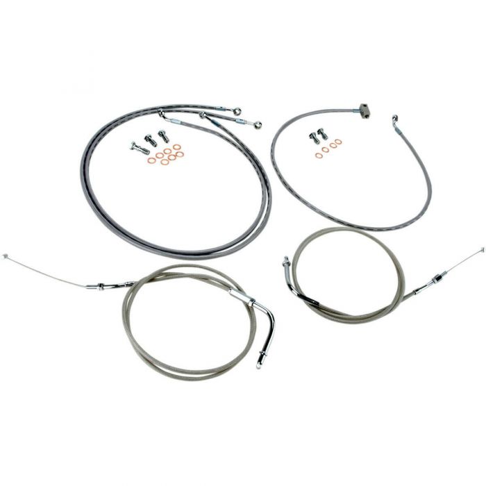 Baron Custom Accessories Stainless Handlebar Cable and Line Kit 12"14" Bar Clear BA8059KT