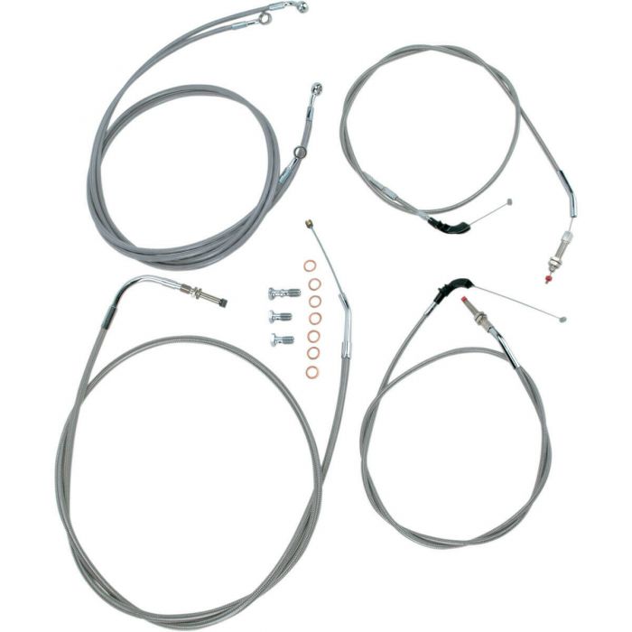 Baron Custom Accessories Stainless Handlebar Cable and Line Kit 12"14