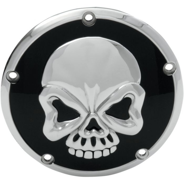 Drag Specialties 3 D Skull Derby Cover Chrome Black 11070327