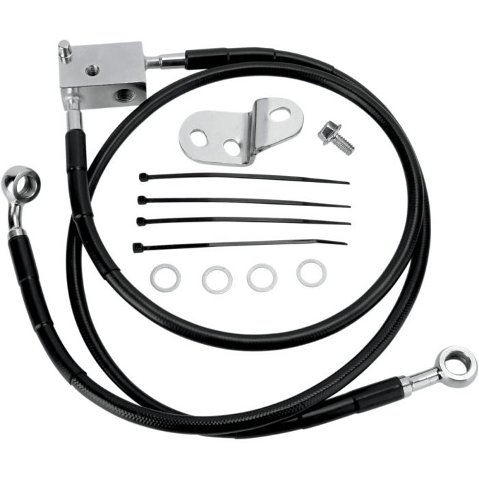 Drag Specialties Stainless Steel Rear Brake Line Kit Black Vinyl