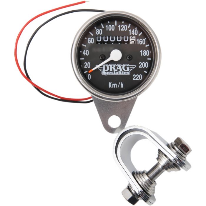 Drag Specialties 2:1 Ratio 2.4/" Mini Mechanical Speedometer w// Chrome Housing