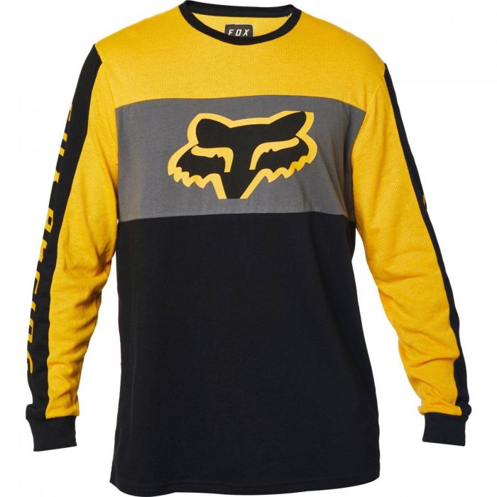 Fox Racing Pinned Long Sleeve T Shirt FortNine Canada   Pinned Long Sleeve T Shirt Yellow S 24722 005 S 