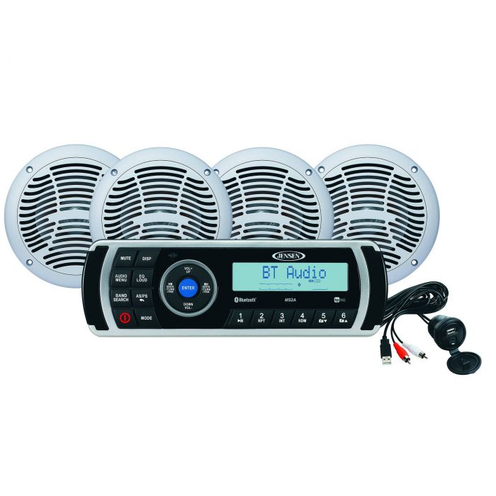 Jensen Marine Bluetooth Stereo with 6.5in. Dual Cone 60 Watt Speakers