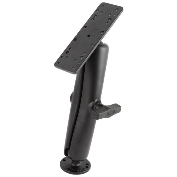 RAM Mounts Ball Mount with Rectangle Base, Long Double Socket Arm & Round Base (AMPs) Kit RAM