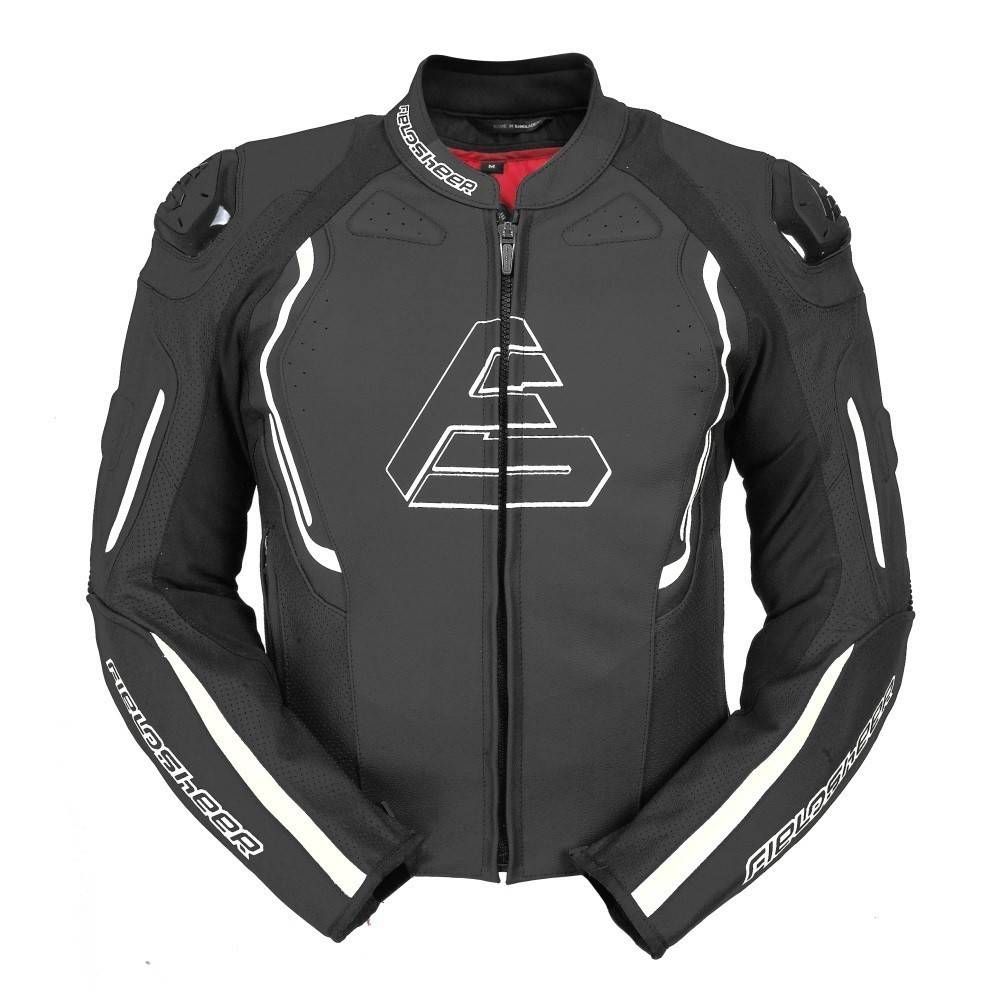 Black/White/Red, 44 Fieldsheer Unisex-Adult Monaco Leather Jacket 